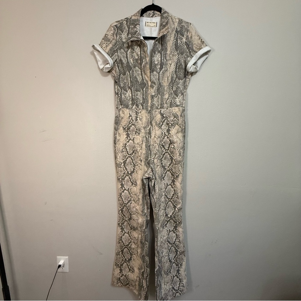 Free People Snake Denim Jumpsuit